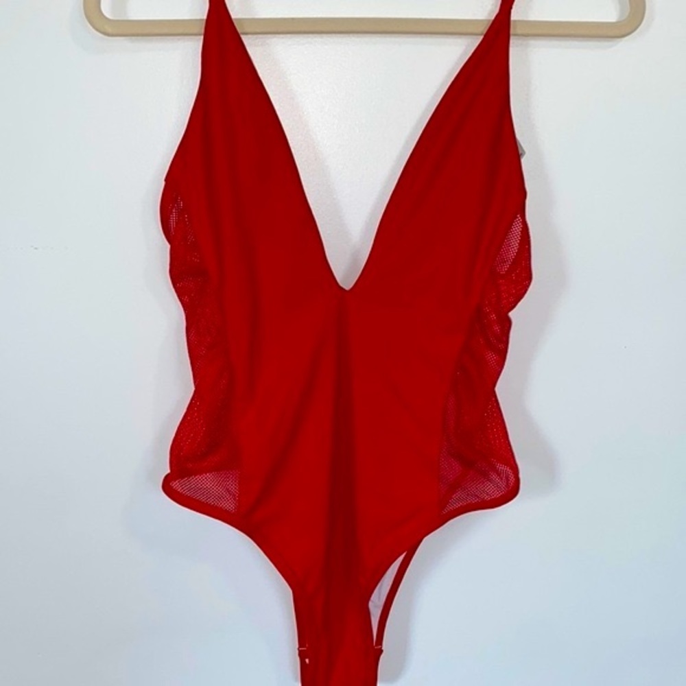 Deep V Neck Red Onepiece. Size M